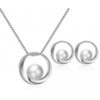 SET512 - Imitation pearl bridal jewelry necklace earrings set